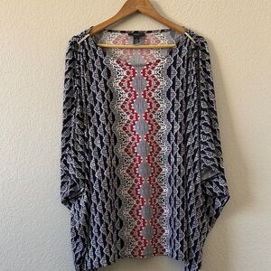 Alfani Geometric Navy and Red Blouse